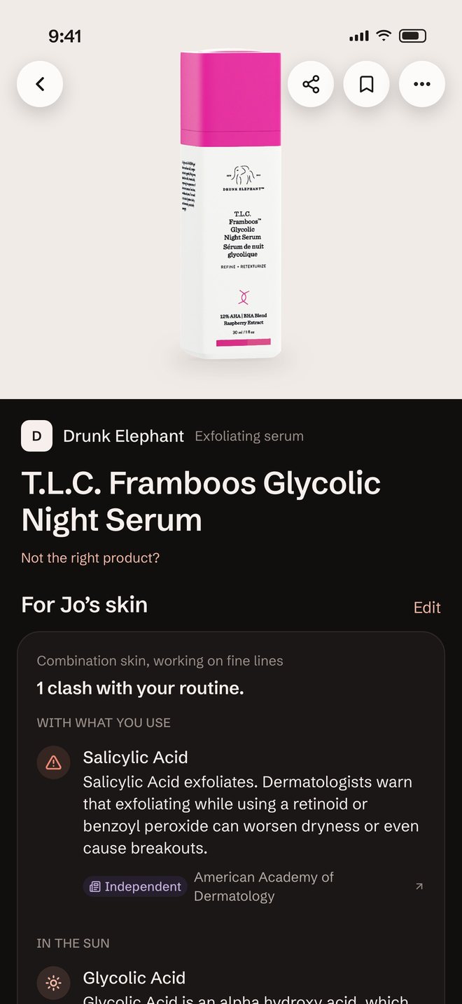 Drunk Elephant T.L.C. Framboos checked for someone on tretinoin: one clash with their routine.